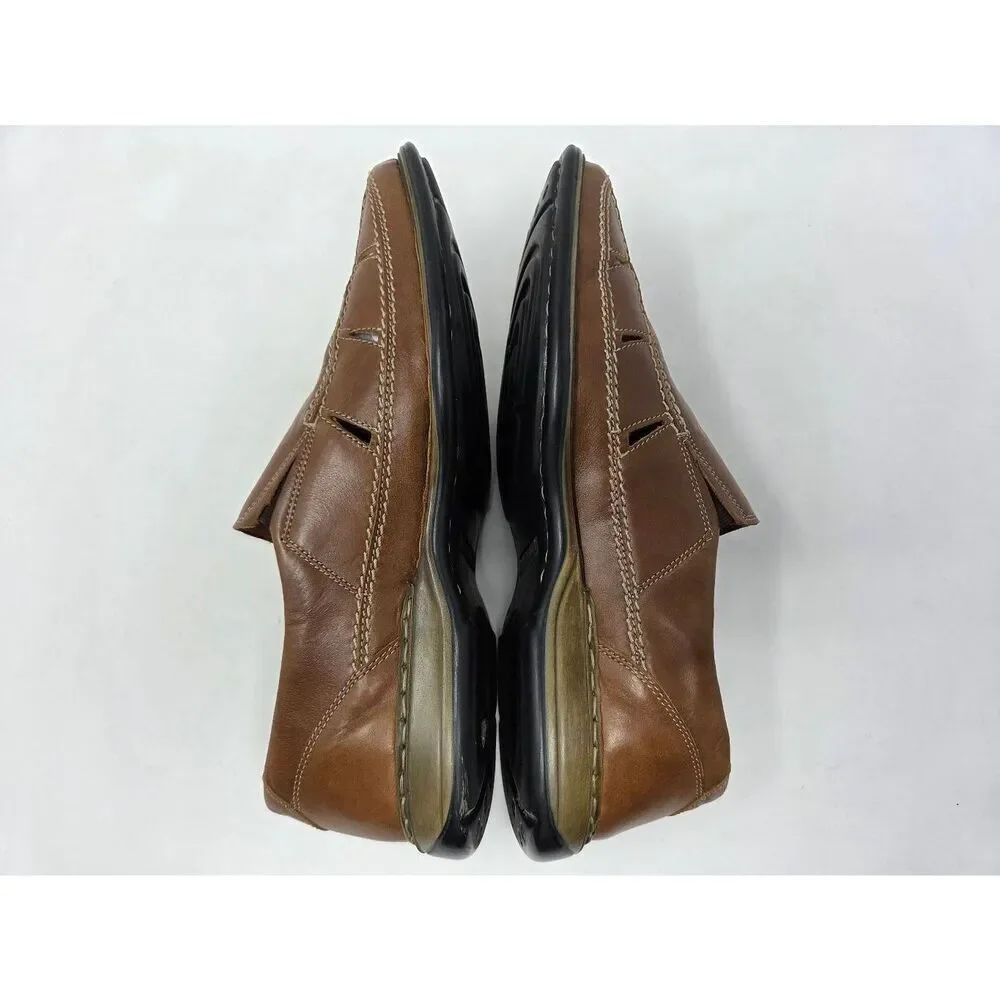 JOSEF SEIBEL MENS SIZE 45 US 12 BROWN LEATHER FISHERMAN SANDAL SHOES COMFORT